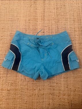 Y2K Vintage Express Shorts Board Surf Beach Size 1/2 Low Rise Tie Waist